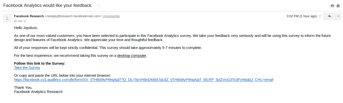 Facebook Analytics Feedback